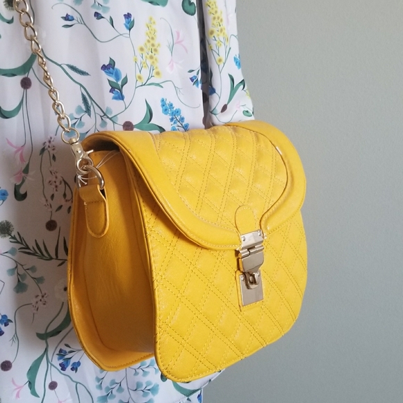 Charming Charlie Bags Nwt New Charming Charlie Yellow Quilted Bag